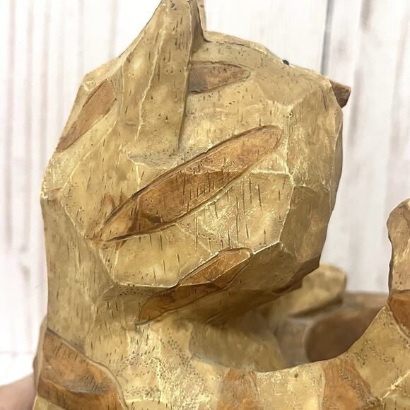 Boho Hand Carved Primitive Wooden Cat Planter or Utensil Holder Rustic Folk Art - Picture 5 of 13